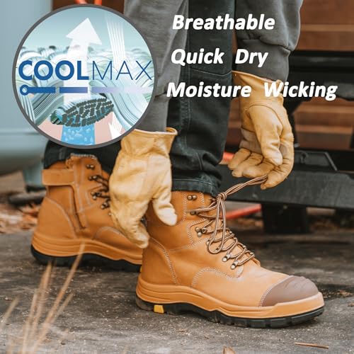 Image of Roslyn Composite Toe Side Zip Work Boots for Men, 7'' Lightweight Comp Toe Cap YKK Zipper Non-slip Rubber ASTM F2413-18 EH Safety Boot, Comfortable Wide Ankle Support Boots (CP232Z-245Z)