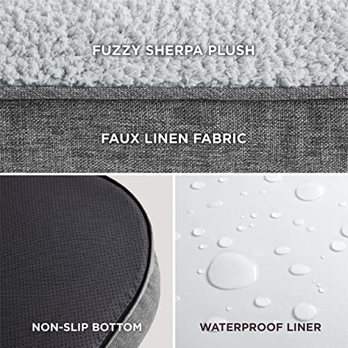 Lesure Orthopedic Dog Bed For Medium Dogs - Medium Washable Dog Beds With Waterproof Liner And Removable Cover - L Chaise Pet Beds With Cozy Faux Fur Linen Fabric, 30X20 Inch, Grey #TOP2