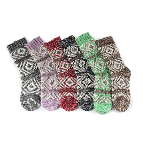 Image of BambooMN Women's Thick Vintage Pattern Cabin Crew Socks