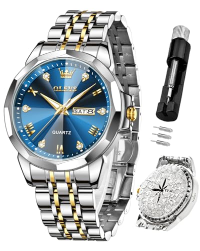 Image of OLEVS Mens Watches Analog Quartz Original Perfume Watch for Man Diamond Stainless Steel Waterproof Calendar Stylish Business Men's Branded Watches