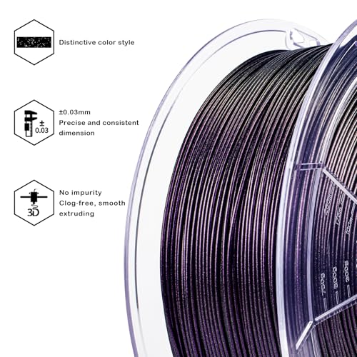 Image of ZIRO Chameleon Series Filament, 3D Printer Filament 1.75mm, Shiny Sparkle PLA with Glitter, Super Twinkling Effect Material 1kg /2.2lbs Spool, Fit Most FDM 3D Printers, Forged Purple Luster