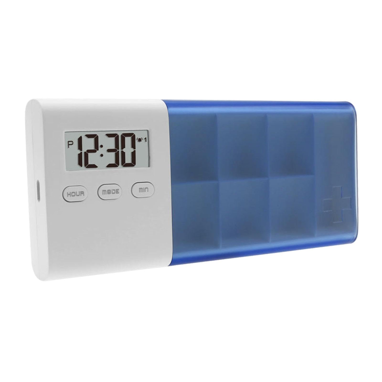 Portapillole Elettronico, Contenitore per Pillole Giornaliero, Organizer Da Viaggio con 7 Scomparti E Allarme, Adatto, Blu