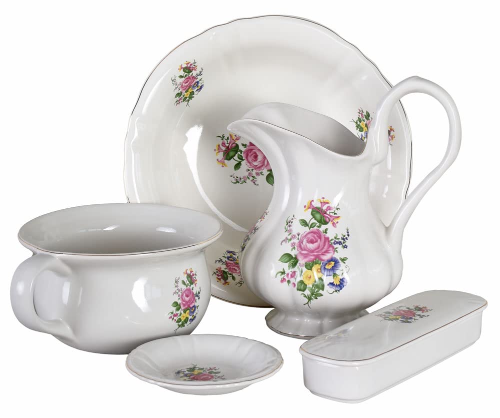 Palazzo lup050 Wash Set Antique Porcelain Bathroom Set Lavabo Wash Bowl Jug Soap Dish Pink