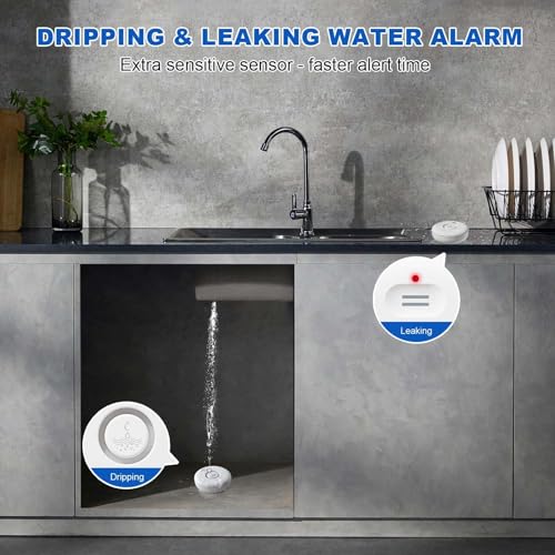 WiFi Water Leak Detectors 5 Pack, 120dB Adjustable Loud Water Leak Sensor, Wireless Wi-Fi Water Leak & Drip Alarm, App Alerts, 5 Water Alarm Sensors & 1 Hub for Home Kitchen, Bathroom, Sink, Laundry - Image 5
