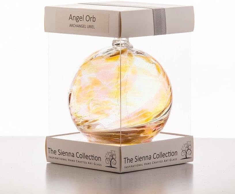 Angel Orb – Archangel Uriel with Citrine | Handcrafted Glass Keepsake Ornament | Unique Spiritual Gift for Wisdom, Strength & Protection | Thoughtful Gift Idea for Special Occasions & Home Decor