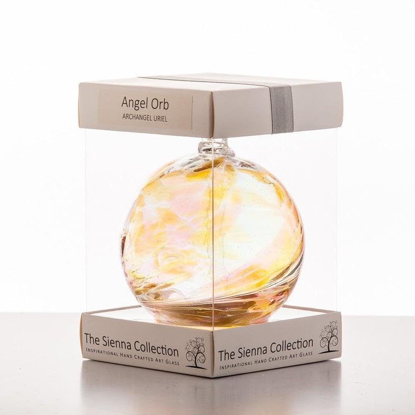 Angel Orb – Archangel Uriel with Citrine | Handcrafted Glass Keepsake Ornament | Unique Spiritual Gift for Wisdom, Strength & Protection | Thoughtful Gift Idea for Special Occasions & Home Decor