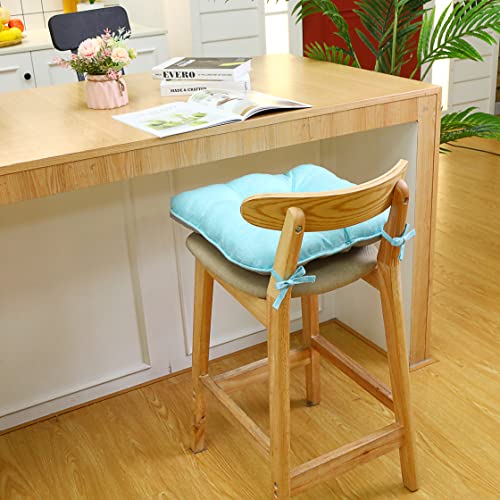 Qunclay 8 Pack Indoor Chair Cushions For Dining Chairs Memory Foam Chair Pad With Ties Tufted Overstuffed Textured Chair Cushions For Kitchen Dining Office Chair, 15.5 X 15.5 X 4 Inch, Light Blue #TOP6