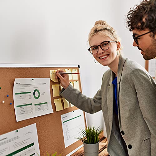 Image of Amazon Basics Rectangular Bulletin Board, Cork Board for Wall, Vision Board for Classroom and Office, Aluminum Frame, 35 inch x 47 inch, Brown