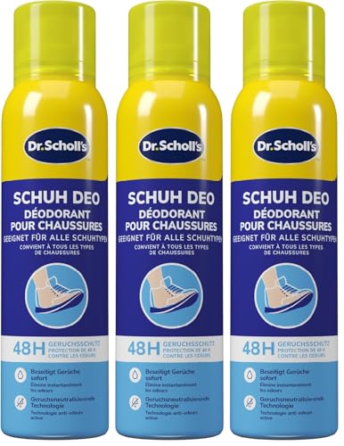Scholl Fresh Step Geruchsstopp Schuhspray, mildes Fußdeo mit lang anhaltender Wirkung gegen unangenehme Gerüche, frische Schuhe, (1 x 150 ml) (Packung mit 3)