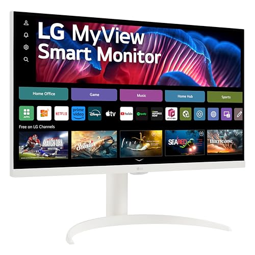 Lg 27SR75U-W.AUS 27Sr75U-W Myview 27 Inch 4K Uhd (3840X2160) Ips Hdr10 Usb Type-C 65W Pd Smart Monitor Webos 23 Airplay Screen Share Bluetooth Thinq App Built-In Speaker Hdmi White thumb #2