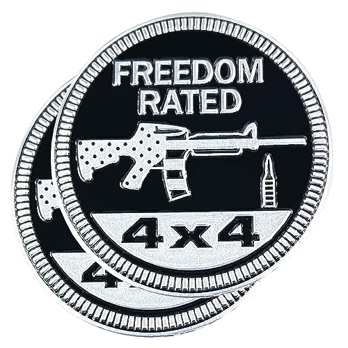 Image of 2 PCS Freedom Badge Rated Car Emblem, 4 x 4 Metal Automotive Badge, 3D Round Metal Car Badges Emblems, Car Badge Decals Stickers Compatible with Jeep Wrangler Vehicles Trucks SUV RV