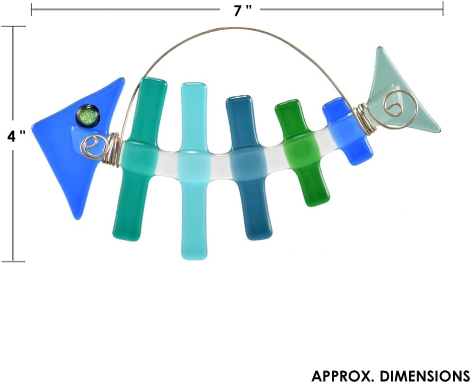 Bonefish American-Made Fused Glass Suncatcher, 4" x 7"