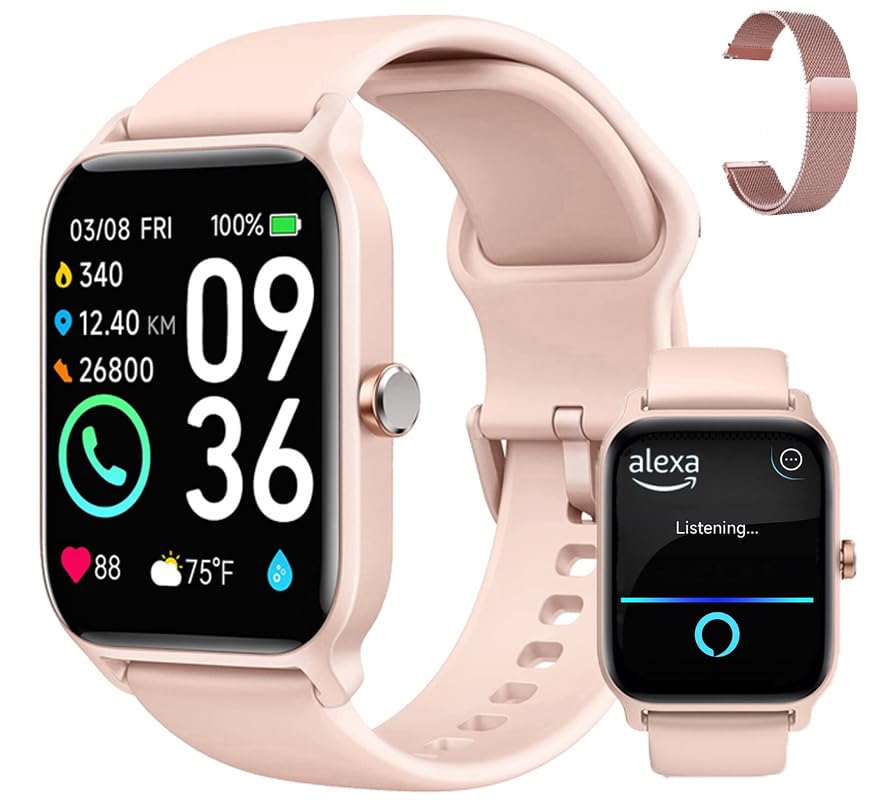 La Mejor Recopilación de smartwatch compatible con iphone los preferidos por los clientes. 42 Kosiehouse Reloj Inteligente para Hombre Mujer Llamada Bluetooth, Pantalla Táctil de 1.8' para Android iPhone Compatible con Alexa Incorporada, IP68 Impermeable (Rosa)