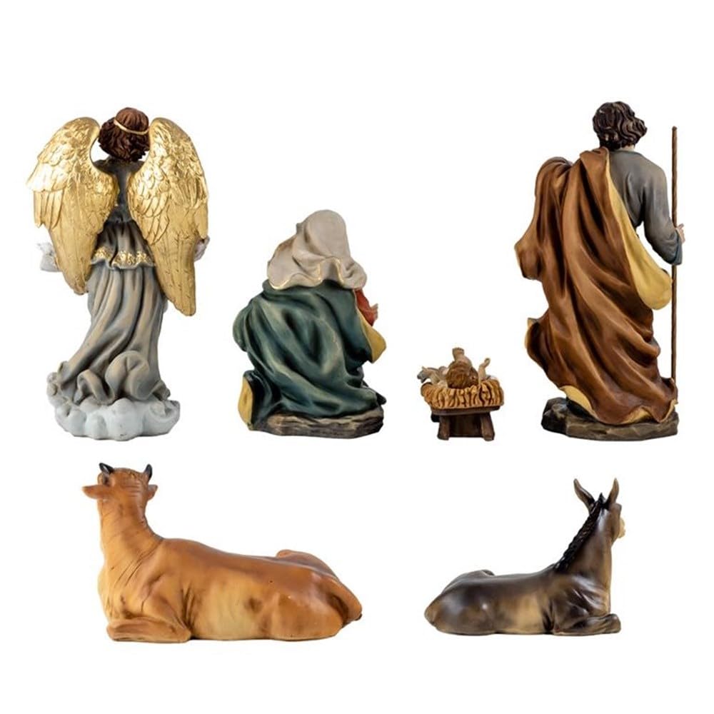 Nacimiento Misterio Navidad 9 Piezas 20 cm. Belén clásico Figura Resina Sagrada Familia Reyes Magos