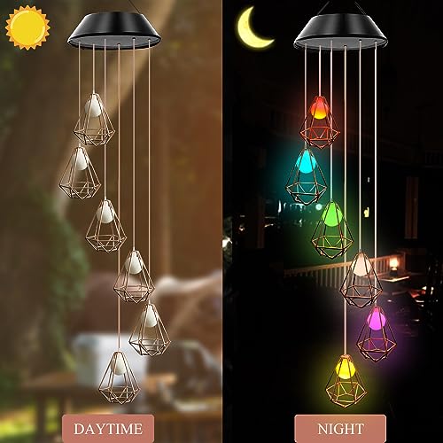 hanging solar lights, outdoor color change wind chime light decoration, father/mom/woman/grandmother/daughter/aunt/friend/wife and sister, gardening gift, female birthday gift, garden/patio decoration