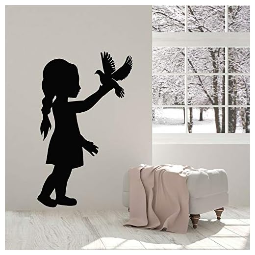 Tianpengyuanshuai Tatuajes de Pared Chica con Paloma pájaro Papel Pintado niños Dormitorio decoración del hogar Vinilo Pegatina 57x34cm