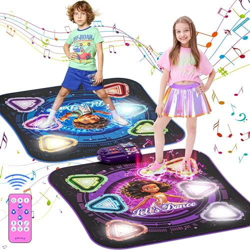 Surelect YQ813-5 Dance Mat, 2024 Light Up 2-Player Opposing Dance Pad With Single & Double Player Modes, 12-Button Dancing Toys Music Games With Wireless Bluetooth, Birthday For 3-12 Year Old Boys Girls cover