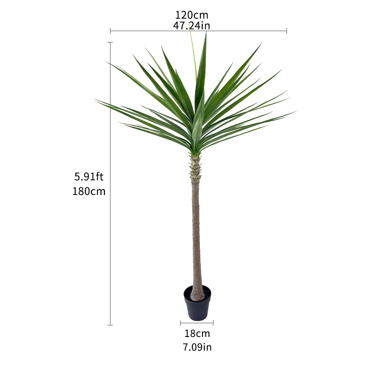 Alonfale 6FT Artificial Yucca Tree, Realistic Fake Agave Plant for Indoor & Outdoor - UV Resistant Faux Tree with Weighted Base, Zero Maintenance Home Office Decor (Green, 6 Feet)