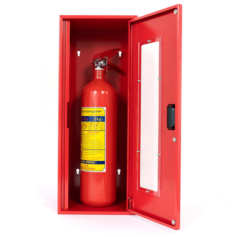 Armoire d'extincteur de petite taille 39 cm, jusqu'à 2 kg – Armoire de sécurité incendie visible – Boîte d'extincteur résistante aux intempéries – Boîte murale rouge – Rangement d'urgence pour