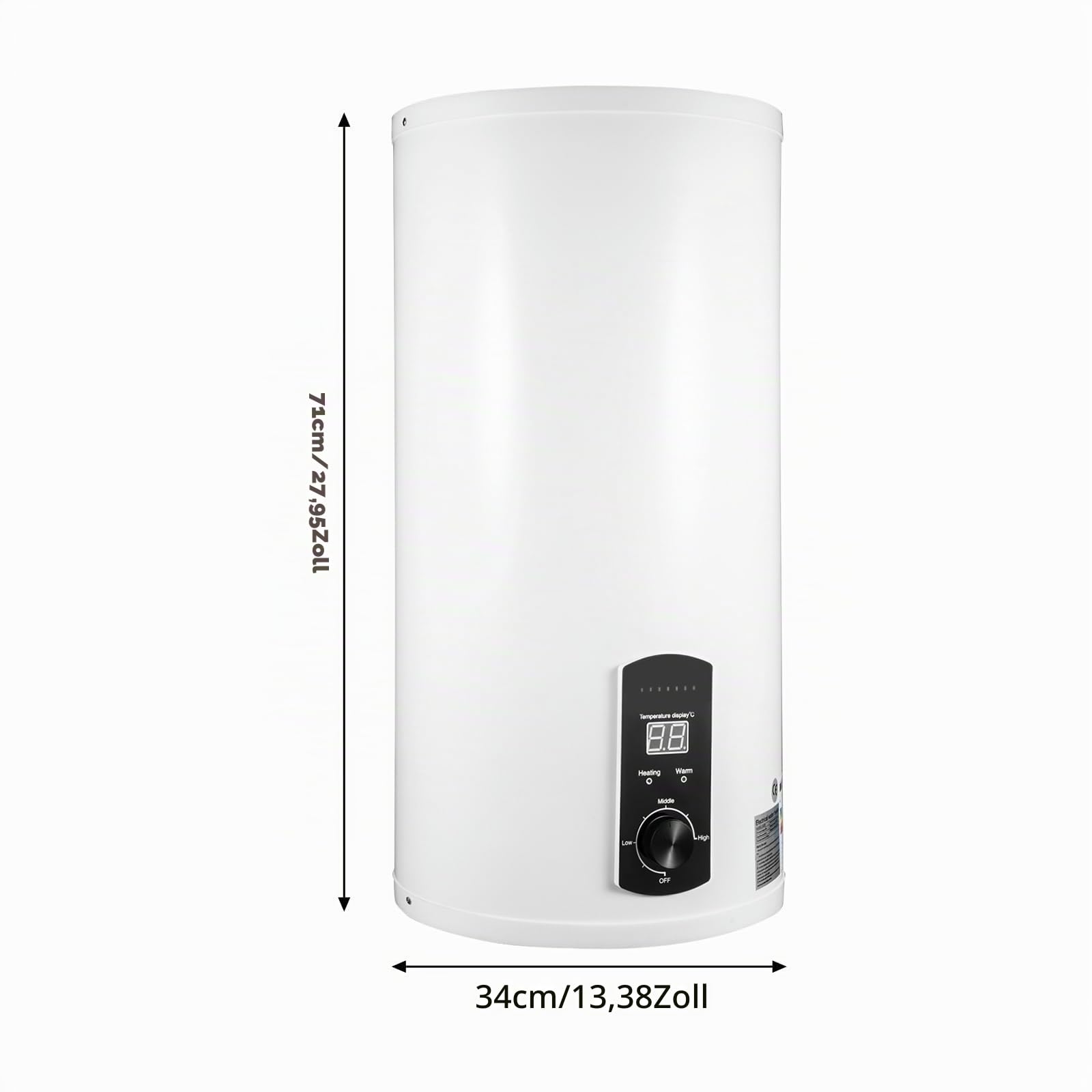 Elektrospeicher Warmwasserspeicher 220V, Wandspeicher Tank-Wassererhitzer, Warmwasserboiler, Temperaturanzeige, 2000W Elektro Boiler Wasserboiler (Weiß, 50L)