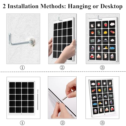 Image of Peohud Acrylic Enamel Pin Display Board, 20 Grids Dust-Free Pin Collection Organizer, Clear Table Top and Wall Pin Holder Case for Jewelry Pins, Pin Gift, Pin Enthusiast