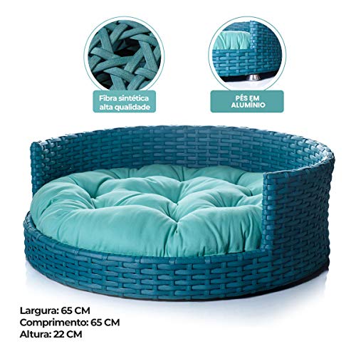 Cama Redonda Cachorro/Gato Pequeno/Médio Até 12kg 65x65 Fibra Sintética Veludo Tiffany - BedFurPets