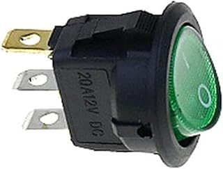 EZZON 5 interruptores basculantes LED de 12 V 20 A 12 V interruptor de botón de encendido y apagado interruptor basculante redondo barco (Color: verde)