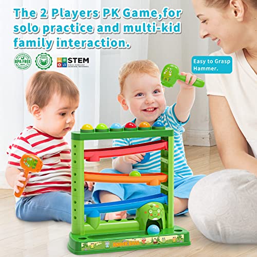 Toddlers Toys For 1 2 3 Years Old Kids, Pound A Ball Toys Included 2 Hammer & 12 Balls, Montessori Toys For 12-18 Months Baby, Interactive Game For Boys And Girls, Early Learning Educational Gift #TOP4