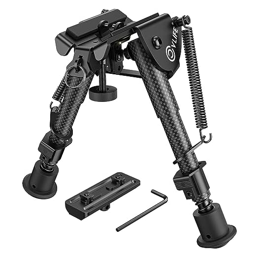 CVLIFE Carbon Fiber Rifle Bipod with M-lok Mount Adapter 6-9 Inches for Hunting and Shooting