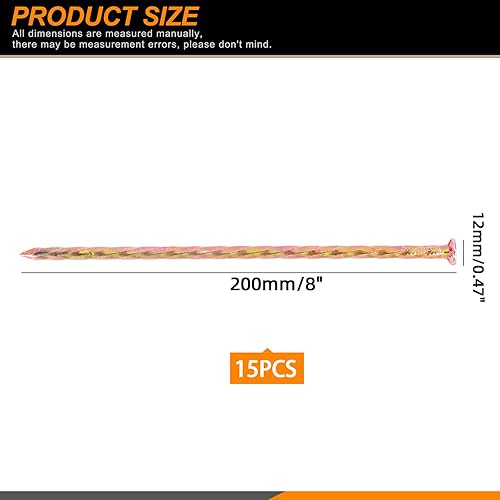 Miniatura 2 de Rustark Juego de 15 estacas de césped artificial galvanizado en espiral de metal galvanizado para paisaje, estacas de anclaje de paisaje de 6