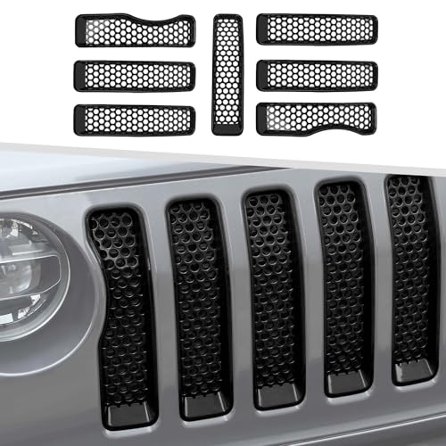 Image of 7PCS Mesh Grille Inserts Fit for Jeep Wrangler JL Sport /Sport S 2018-2024 (Gloss Black)