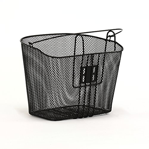 Bycicle Gear Fahrrad Lenkerkorb für Vorne mit Haken-Fahrradkorb Fahrradtasche-mit Bügel-34 x 25 x 26 cm, Schwarz
