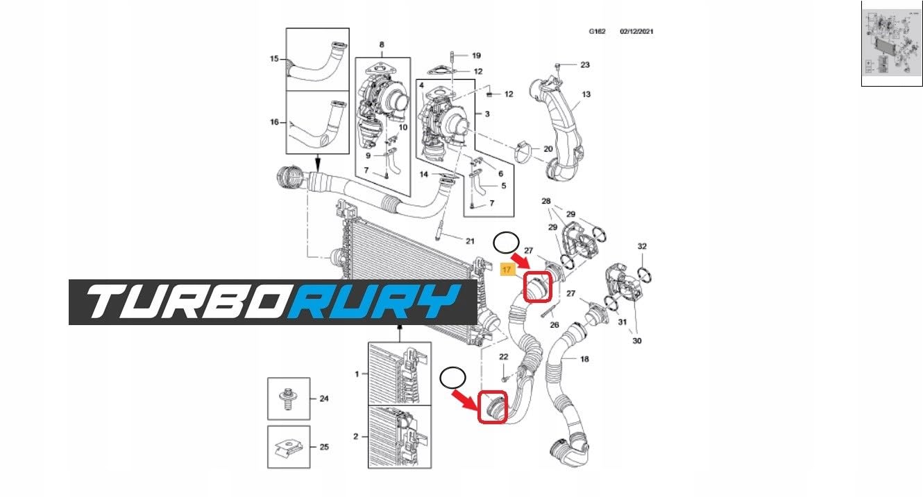 2er Set O-Ringe Dichtung ORING Ersatz - Kompatibel mit OPEL ASTRA J 1.7, OPEL ASTRA J Sports Tourer, OPEL ASTRA J GTC, CHEVROLET CRUZE - OE-Nummer 13265280, 1302123, 13265281, 1302124