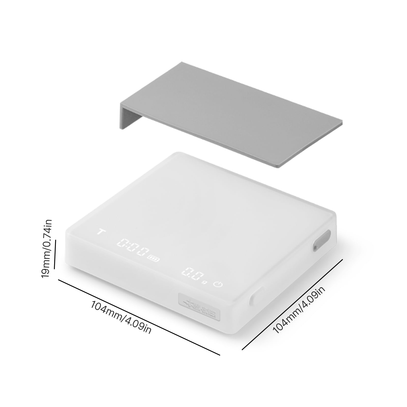 Mini-Kaffeewaage mit Timer, 2 kg/0,1 g genau, 3 Modi, wiederaufladbare tragbare Digitalwaage vom Typ C für Espresso und Pour-Over-Kaffee mit Silikon-Isolierhülle