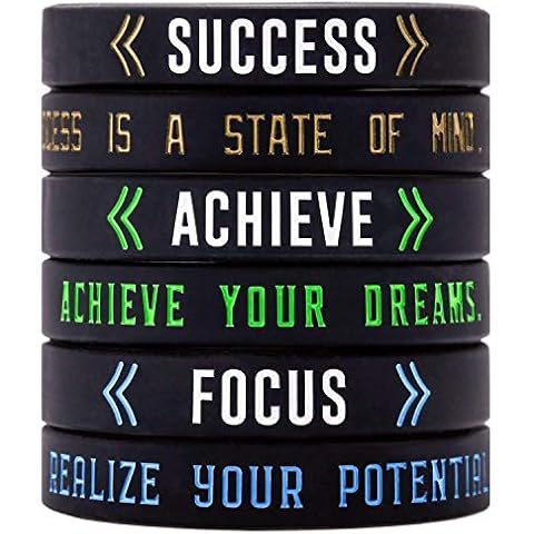 Sainstone Success, Achieve, Focus - Motivational Silicone Bracelets - Inspirational Silicone Wristbands with Inspirational Messages - Adult Unisex Size for Men Women Teens Athletes (Unisex 3-pack) Cover