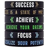 Sainstone Success, Achieve, Focus - Motivational Silicone Bracelets - Inspirational Silicone...