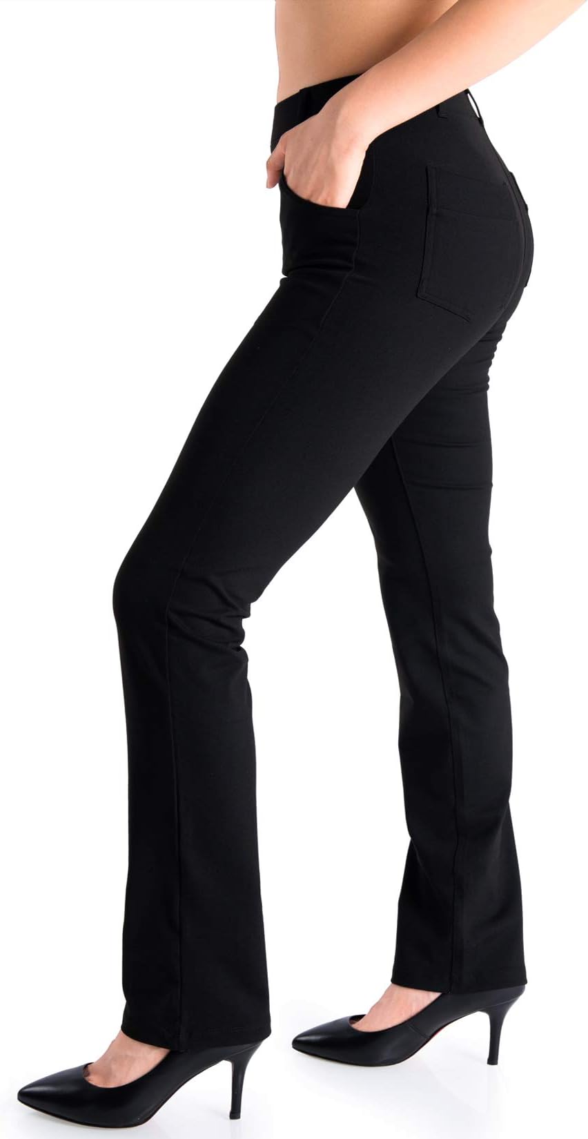 Belt Loops,Women's Petite/Regular/Tall Straight Leg Yoga Dress Pants