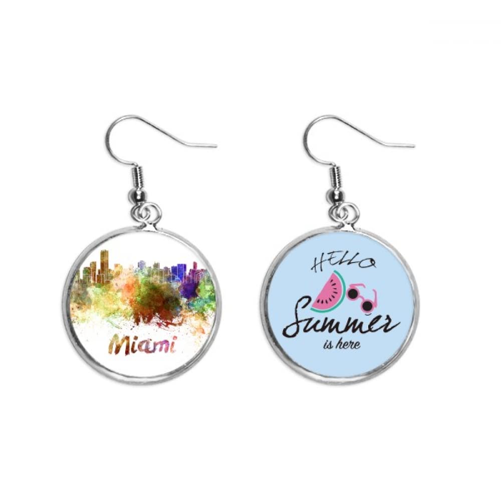 Pendientes de sandía estilo Miami con diseño de acuarela para el lóbulo 5