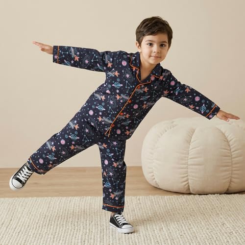 Image of CLAP Kids Cotton Printed Full Sleeves Night Suit