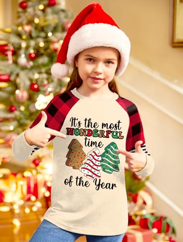 Image of BesserBay Girls Christmas Raglan Shirt Casual Leopard Stripe Patchwork Tunic Top 4-14 Years