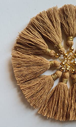 Image of Zippy Flora Micro 1.5 inch Length Cotton Handmade Tassels for Saree /Blouse /Dupatta /DIY /Decor (Pack of 12) (Dark Beige)