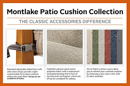 Classic Accessories Montlake Water-Resistant 21 x 22 x 4 Inch Patio Lounge Back Cushion, Heather Fern Green, Outdoor Loveseat Cushions