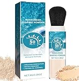 Mineral Powder Sunscreen Foundation with Brush, SPF 50, Mineral Sunscreen Setting Powder, Lightweight, Oil Control Breathable, Suitable for All Skin Types 8g/0.28oz