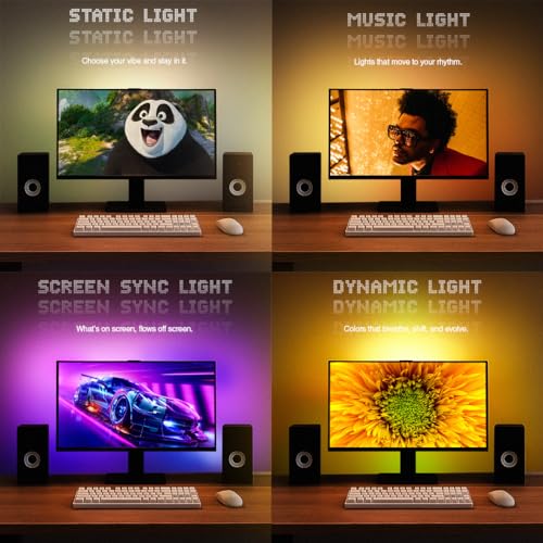 Image of Mitsuko Ambit 2 Monitor Screen Sync RGB Premium Backlight Frame (24-27 Inch Monitors), USB Plug & Play, Real-Time Color Match, App Control for Windows & Mac, Dynamic & Static Modes, Gaming Lighting