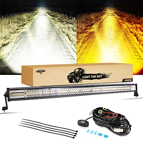 Auxbeam 42" 240W LED Light Bar Curved, 6 Modes Amber White Memory Strobe Light Bar, Spot Flood Combo Amber Fog Light Offroad Lighting for Pickup Truck SUV Boat Jeep Tractor
