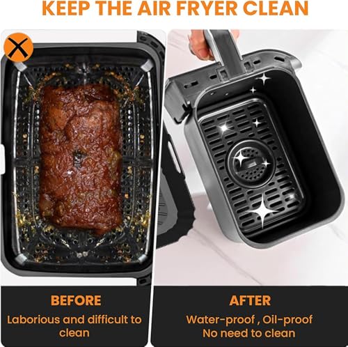 YJDM Airfryer Silikonform Zubehör für Tefal EY9018 Dual Easy Fry 5,2/3,1 L, Moulinex 8,3 L, Cecotec 5,5/3,5 L Körbe, DMS 6L/4L, Luftfritteusen Zubehör für Doppelkammer Heißluftfritteuse Dual