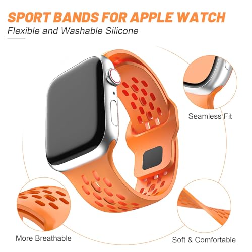 Image of VEMIGON Breathable Sport Band Compatible with Apple Watch 38mm 40mm 41mm 42mm 44mm 45mm 46mm 49mm, Soft Silicone Replacement Strap for iWatch Series 11 10 9 8 7 6 5 4 SE3 SE2 SE Ultra 3 2 1 (No Watch)