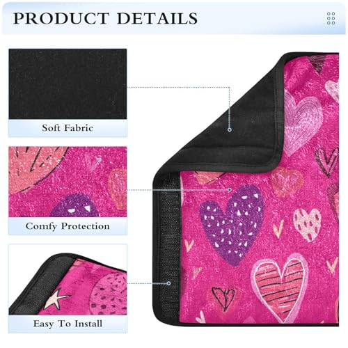 Image of Hot Pink Doodle Hearts Stars Seat Belt Cover Pad 2 Pcs Soft Cute Seatbelt Covers Protector Support Head Neck Shoulder Strap for Car Seats High Chair Backpack for Adults Kids Women Men 10x7.7In
