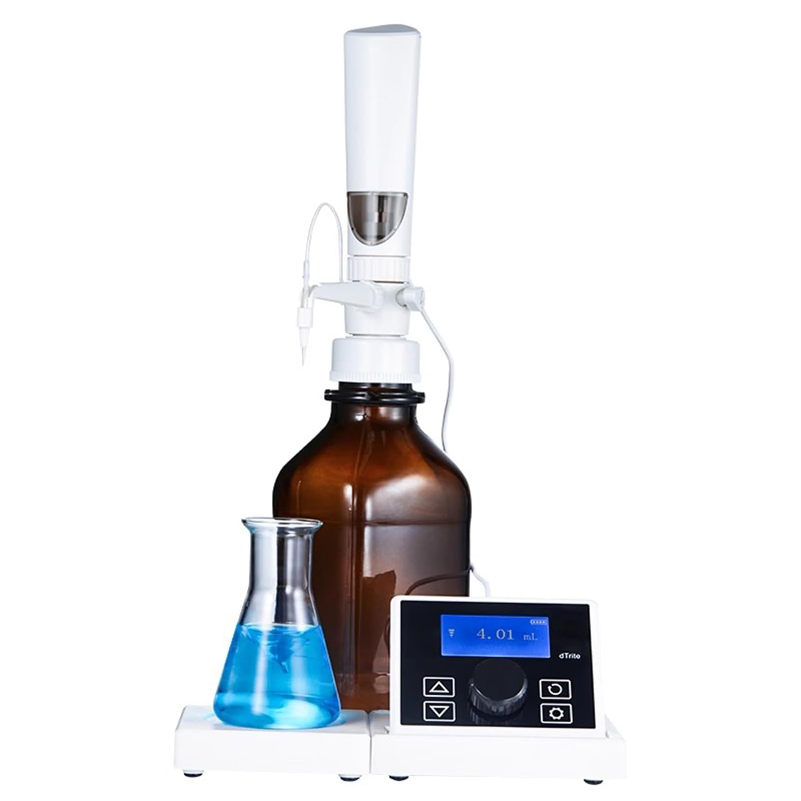 COYEUX Digitaler Flaschenaufsatz-Dispenser, Polypropylen-Flaschenaufsatz-Bürette, 16-stufiger Dosierbereich, 0,01–99,99 ml einstellbares Volumen, ohne braune Flasche