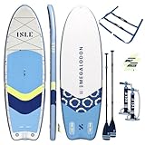 ISLE Megalodon Inflatable Stand Up Paddle Board & iSUP Bundle Accessory Pack - Durable, Lightweight, Stable — 15' L x 56' W x 8' (Slate/Lumin/Navy, 15')
